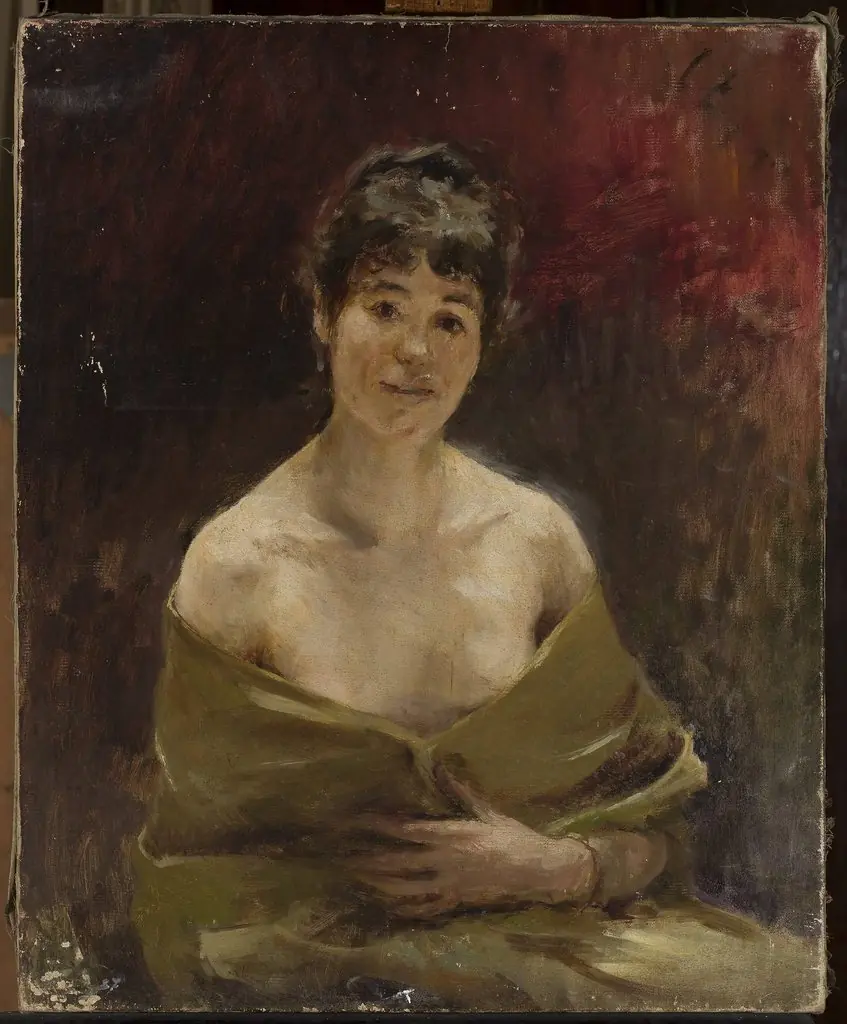 Study of a female model in green drapery, by Jan Ciągliński