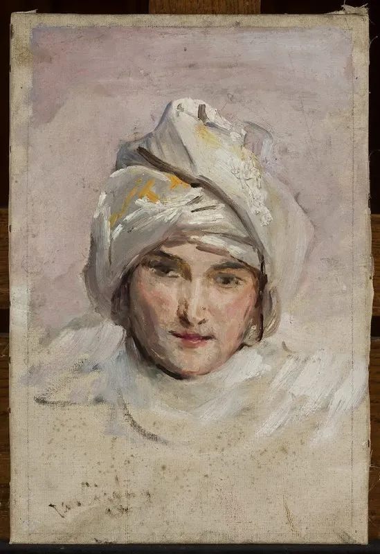 Study of the head for the painting “Symbolic dance”, by Jan Ciągliński, oil, 1900