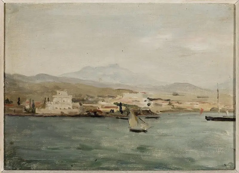 View of the port in Saloniki. From the journey to Palestine, by Jan Ciągliński