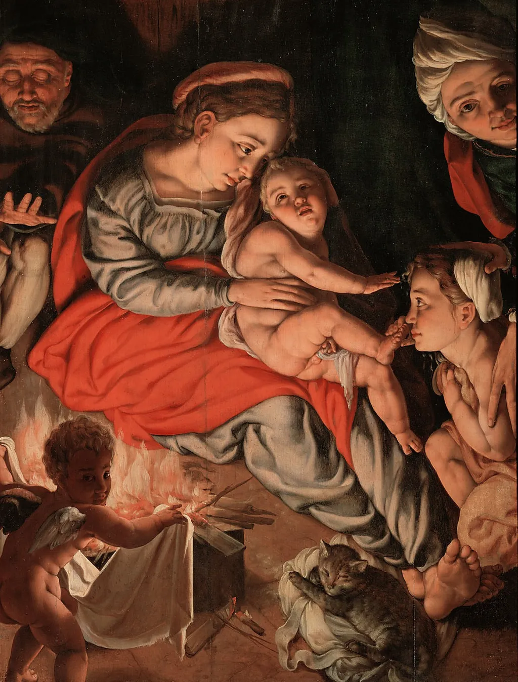 Holy Family at the fire, by Jan Cornelisz Vermeyen, oil, 1532