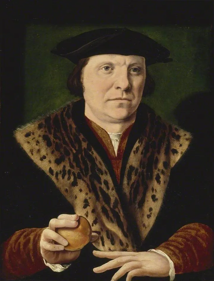 Portrait of a Man holding a Peach, by Jan Cornelisz Vermeyen, oil, 1539