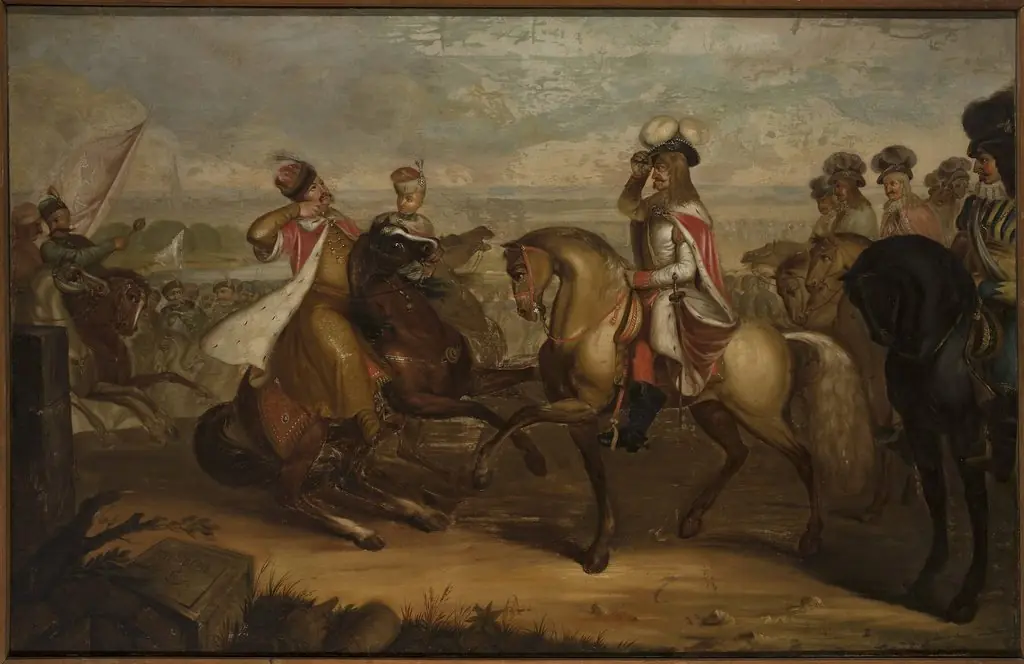 King John III Sobieski meets emperor Leopold at Vienna, replica, by Jan Damel
