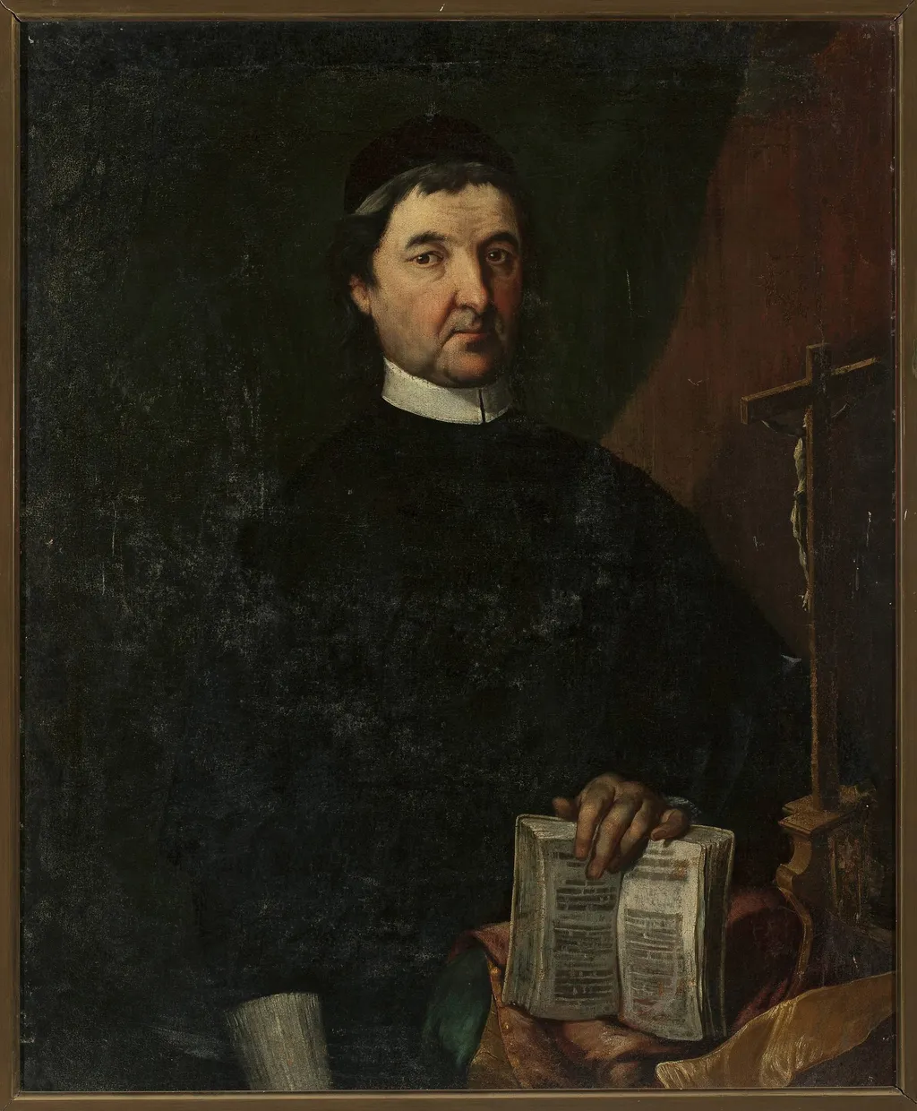 Portrait of a priest (Piarist?), by Jan Damel, oil, 1800