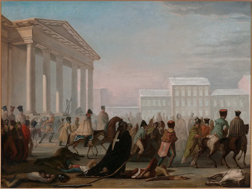 Retreat of Napoleon's army, by Jan Damel, oil, 1820