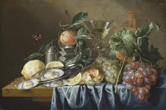 Still Life with Oysters and Grapes, by Jan Davidsz. de Heem