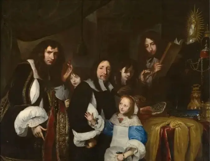 Portrait of the imperial goldsmith Willem de Herde (?-1677) with his family, by Jan de Herdt