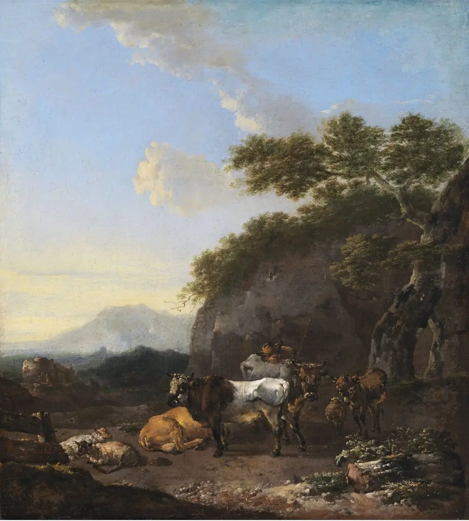 Cattle in a Hilly Landscape, by Jan Frans Soolmaker