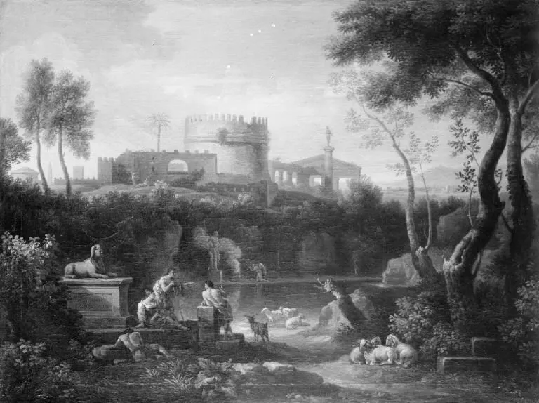 Landscape with the Tomb of Cecilia Metella, by Jan Frans van Bloemen, oil, 1712