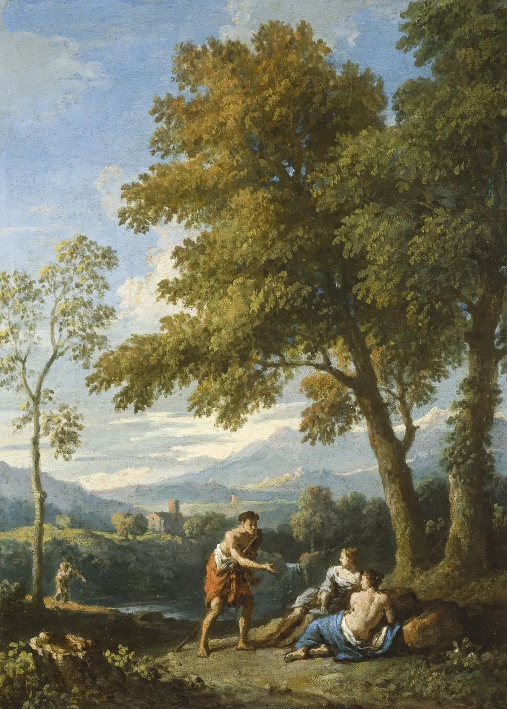 One of a Pair of Views of the Roman Campagna with Figures Conversing, by Jan Frans van Bloemen, unspecified, 1725