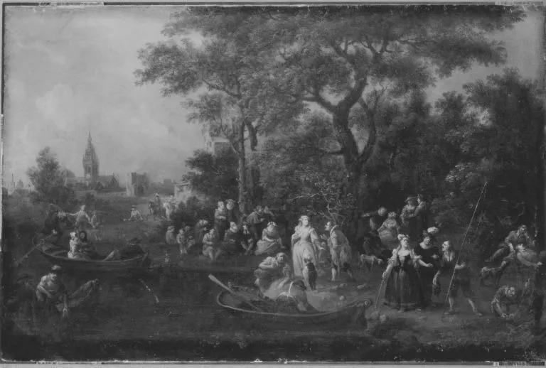 Landpartie, by Jan Frans van Bredael, unspecified, 1714