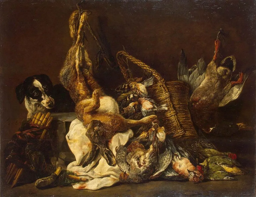 Dead Game and a Gun Dog, by Jan Fyt, oil, 1640