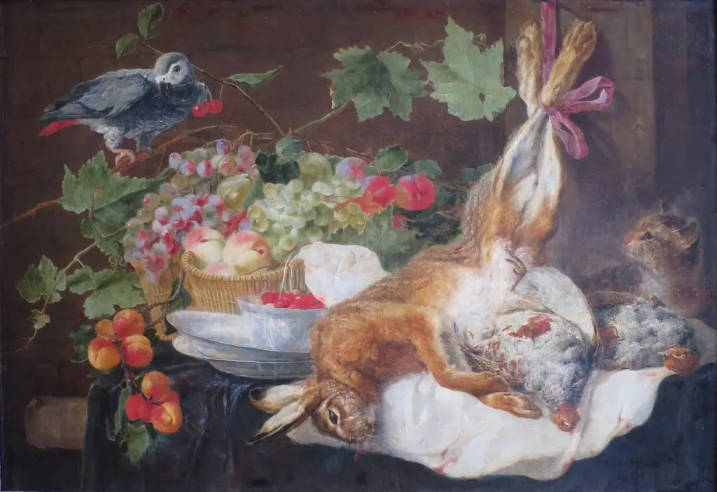 Hare, Fruit and Parrot, by Jan Fyt