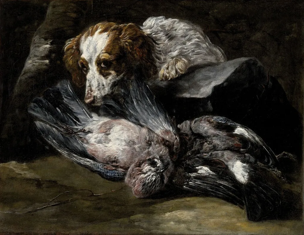 Sporting Dog and Caught Fowl, by Jan Fyt, oil, 1658