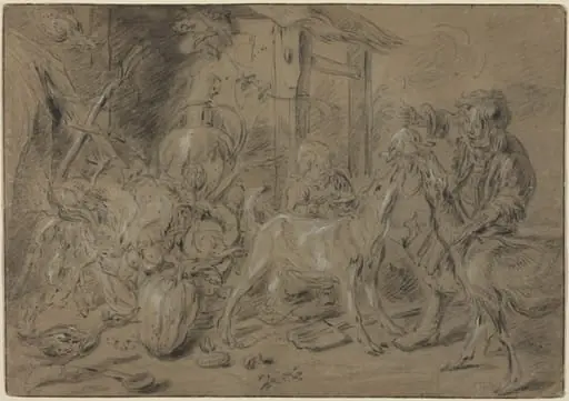 Still Life with Two Children Feeding Goats, by Jan Fyt