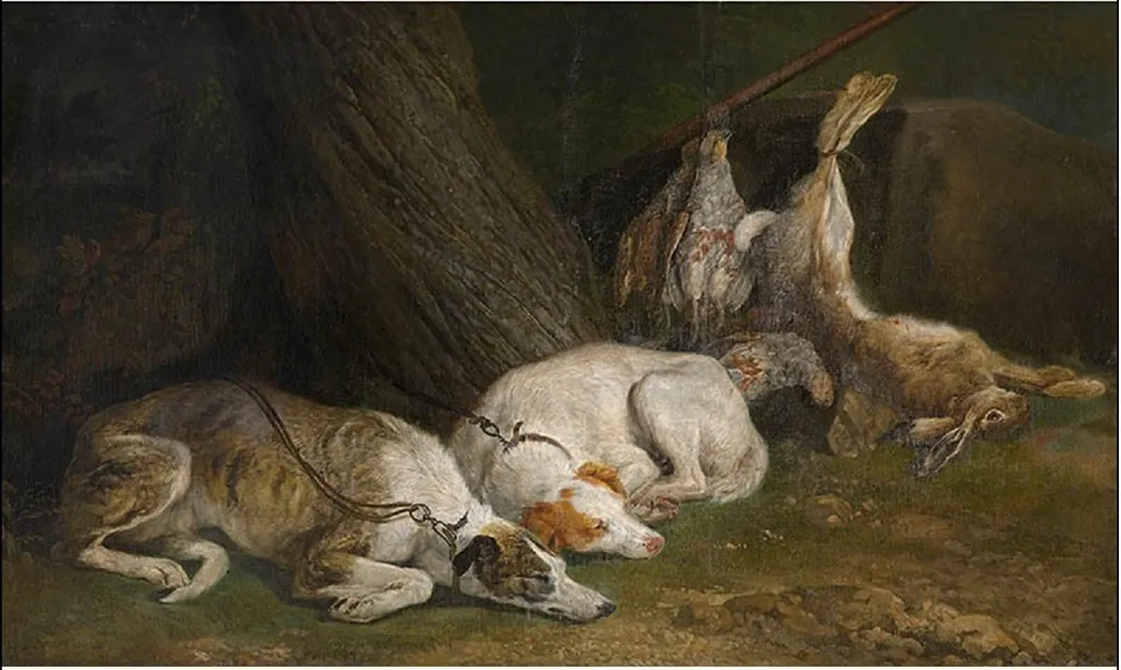 Two Greyhounds, by Jan Fyt, oil, 1650