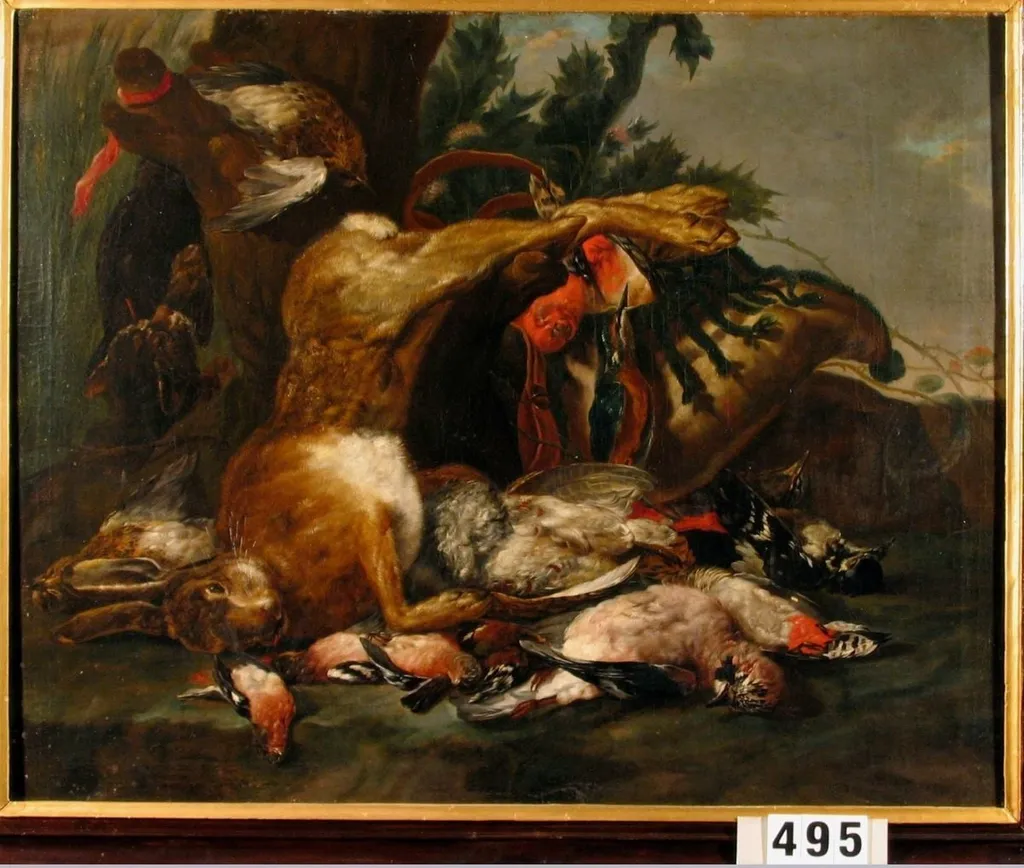 Vânat lângă un arbore (în registrul inventar: Vânat mort lângă un copac), by Jan Fyt, unspecified