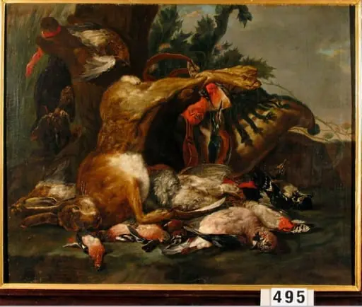 Vânat lângă un arbore (în registrul inventar: Vânat mort lângă un copac), by Jan Fyt