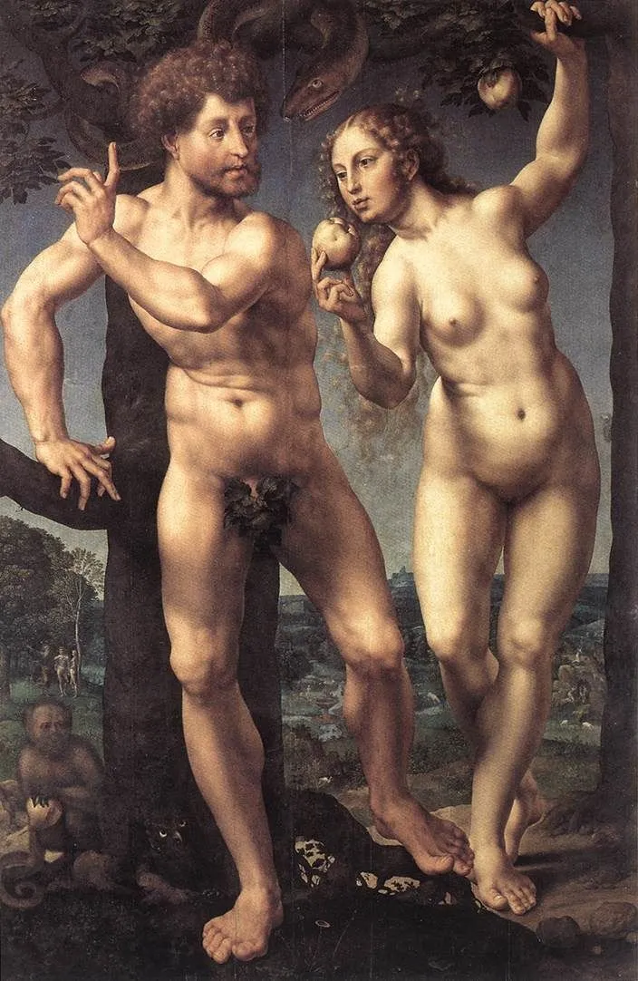 Adam and Eve, by Jan Gossaert, paint, 1527
