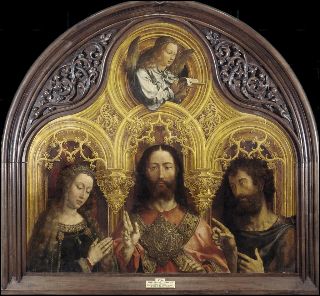 Christ between the Virgin Mary and Saint John the Baptist, by Jan Gossaert, oil, 1510