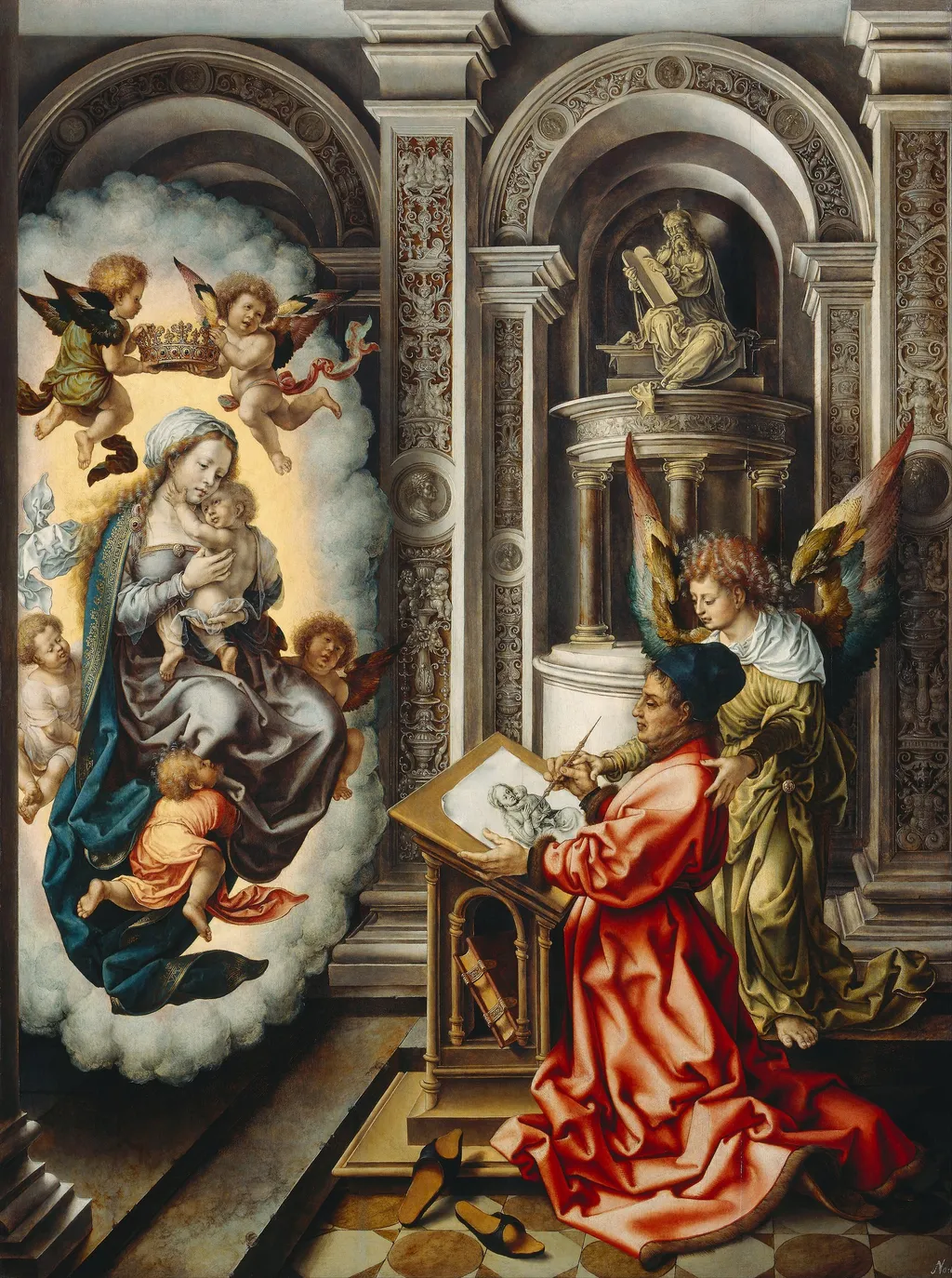 Saint Luke painting the Virgin, by Jan Gossaert, oil, 1520
