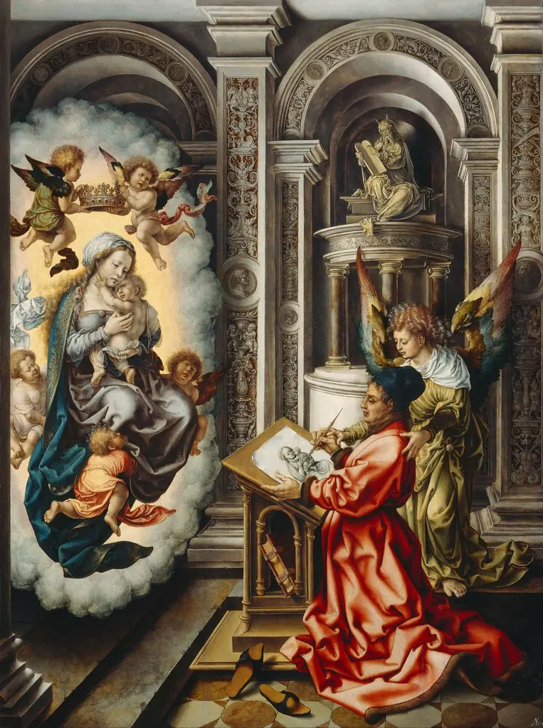 Saint Luke painting the Virgin, by Jan Gossaert