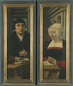 Side wings of the Norfolk Triptych: portraits of donors, by Jan Gossaert, oil, 1527