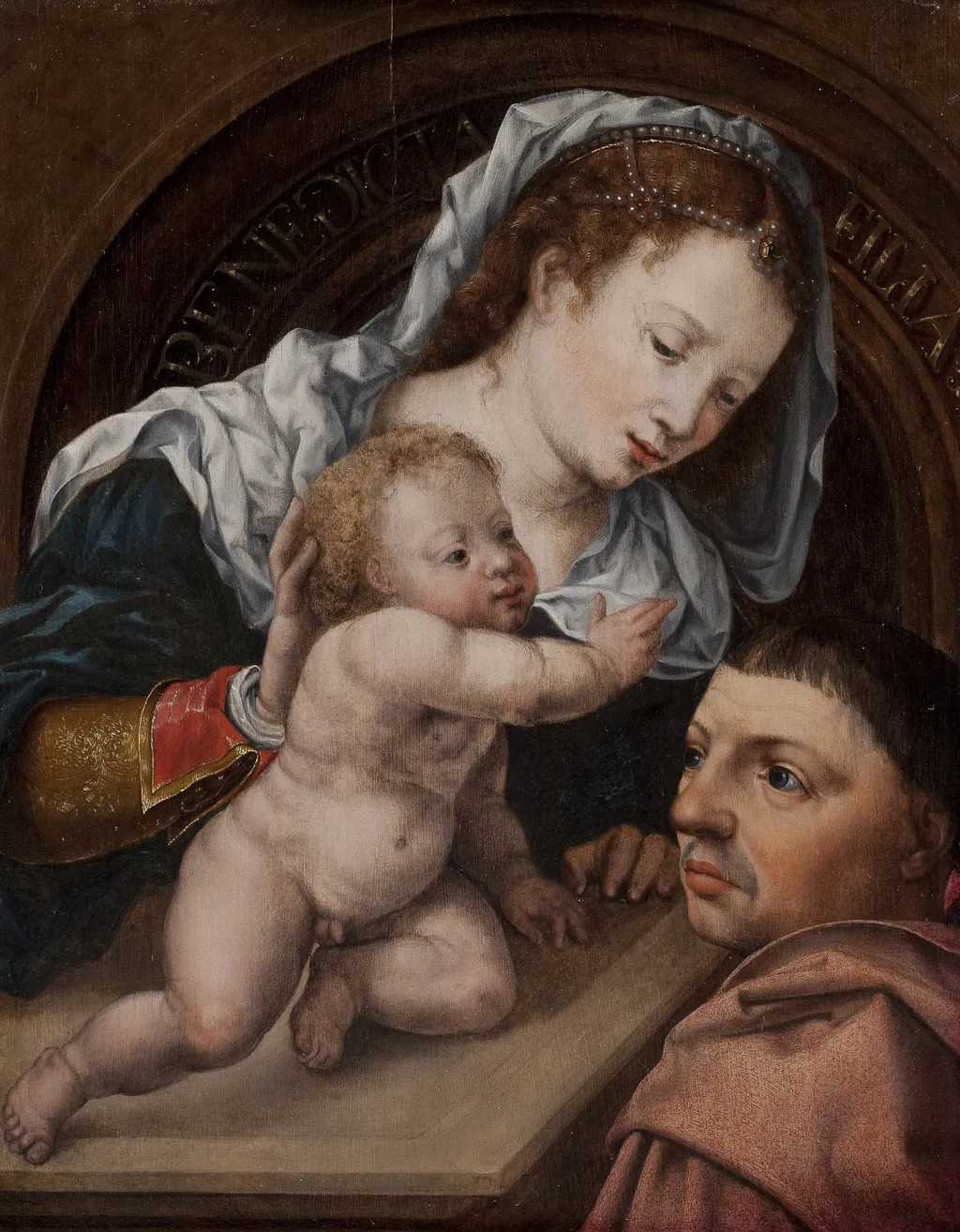 Virgin and Child with a Patron, by Jan Gossaert, oil, 1530