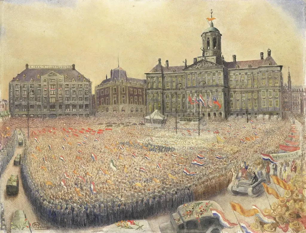 Het bevrijdingsfeest op de Dam op 9 mei 1945, by Jan Grégoire