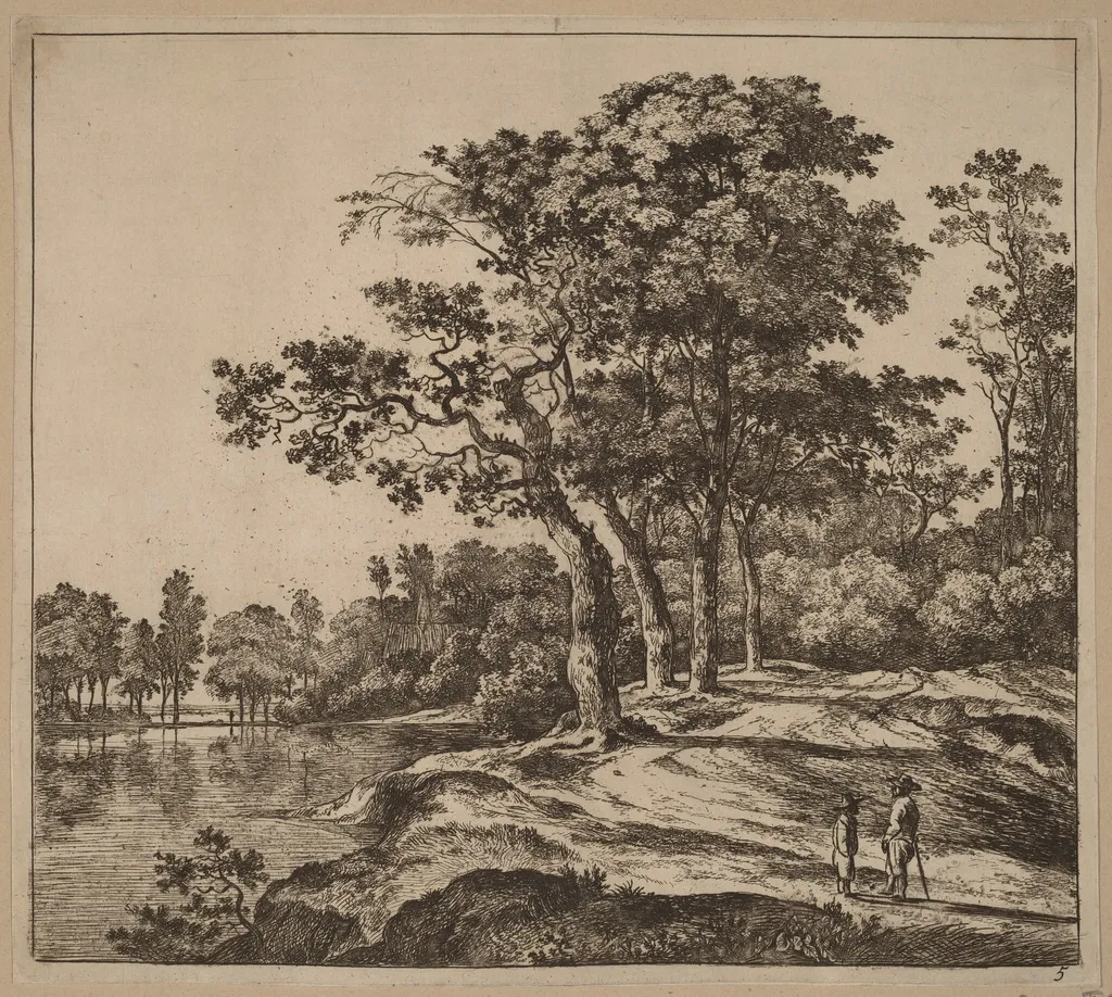 Landscape with Four Trees, by Jan Hackaert, ink, 1664