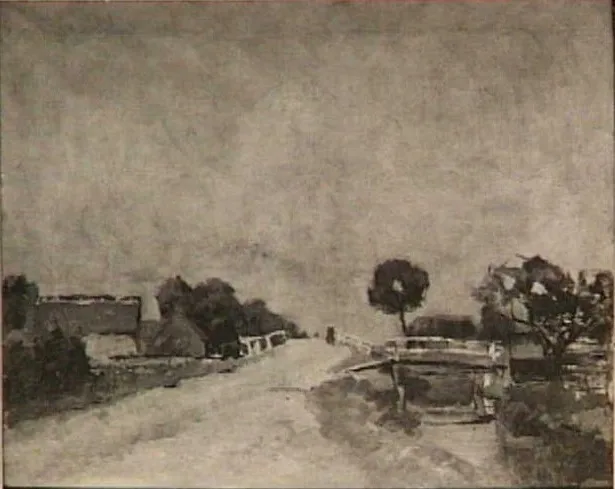 Landschap met brug, by Jan Hillebrand Wijsmuller, oil, 1902