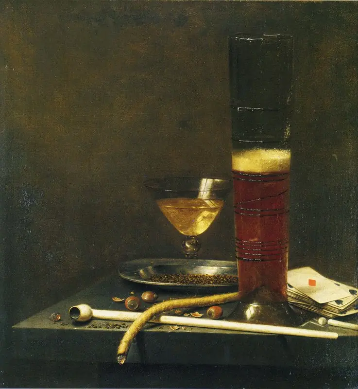 Glasses, Smoking Implements, and Cards, by Jan Jansz van de Velde
