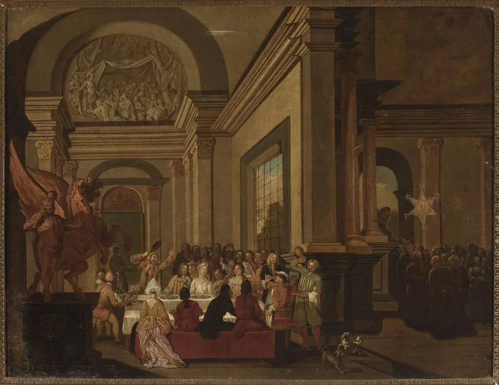 Banquet, by Jan Josef Horemans the Elder, oil, 1730