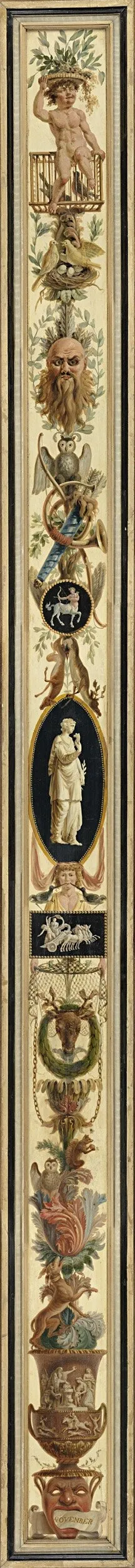 November, with the Sign of Sagittarius, by Jan Kamphuysen, oil, 1796