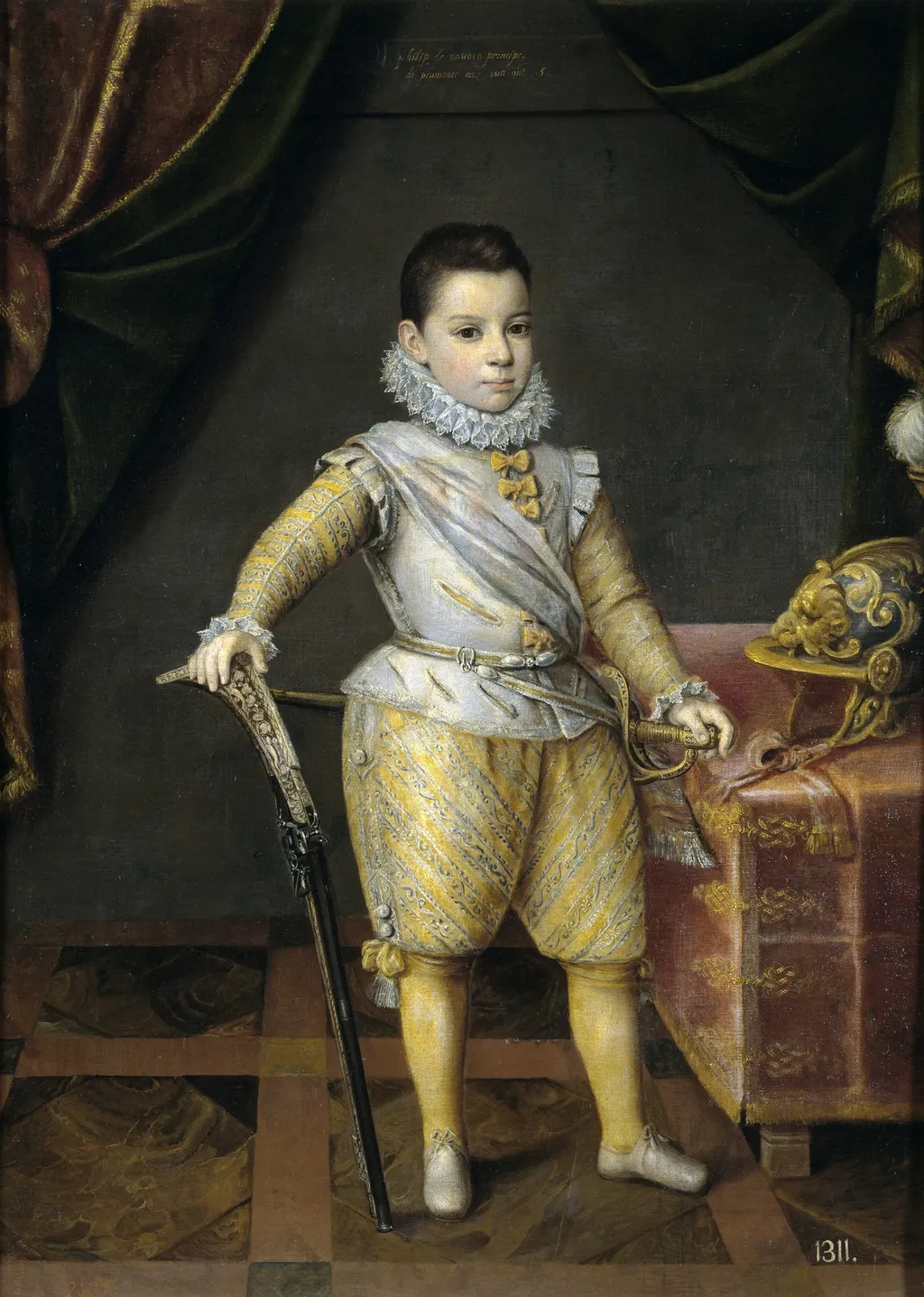 Portrait of Philip Emmanuel of Savoy (1586-1605), age five, by Jan Kraeck, oil, 1596