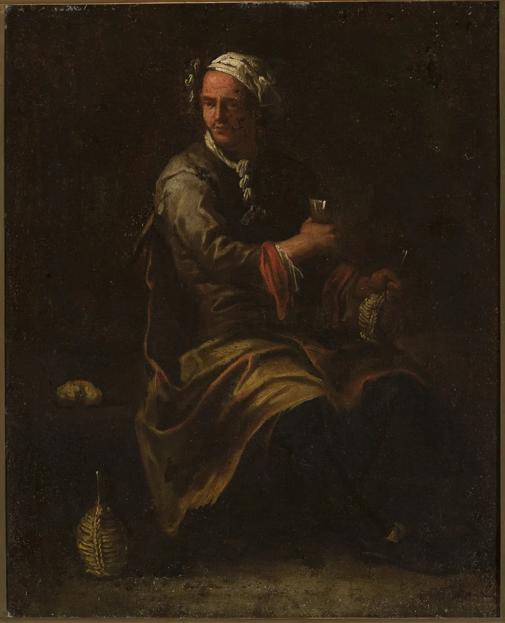 A man drinking wine, by Jan Kupecký, oil, 1713