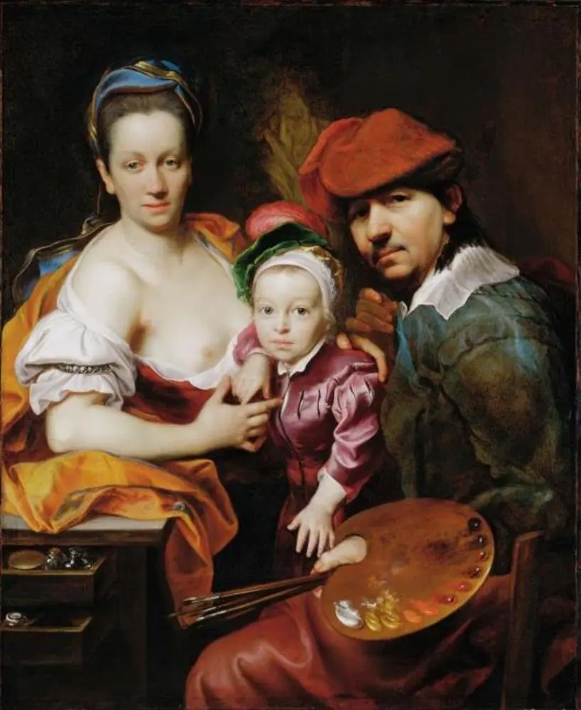 Self-Portrait of the Artist with His Wife and Son, by Jan Kupecký