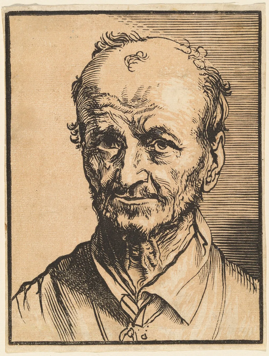 Bust of a Balding Man, by Jan Lievens, ink, 1640