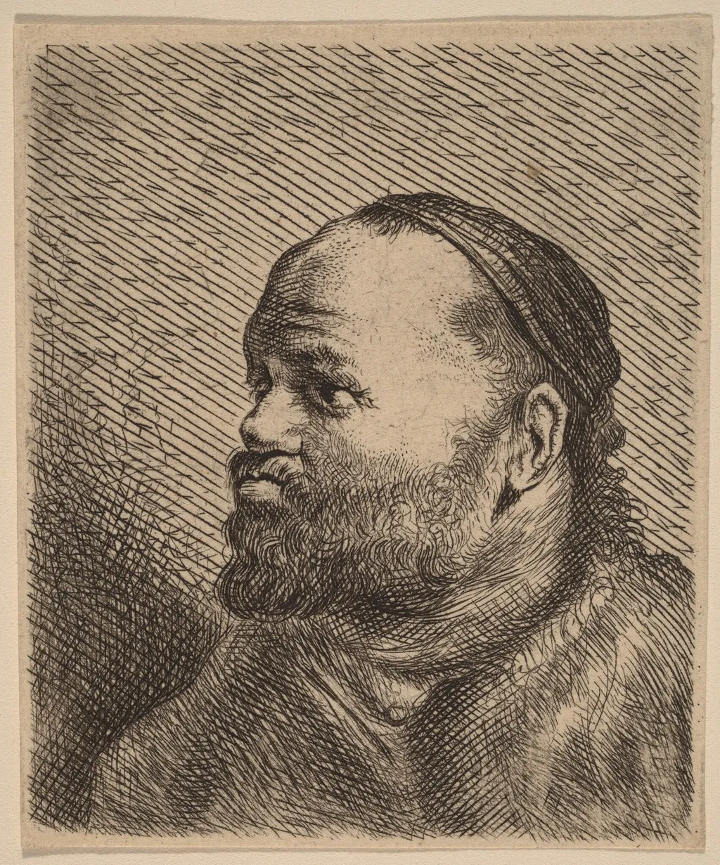 Bust of a Man with Thick Lips, by Jan Lievens, ink, 1640