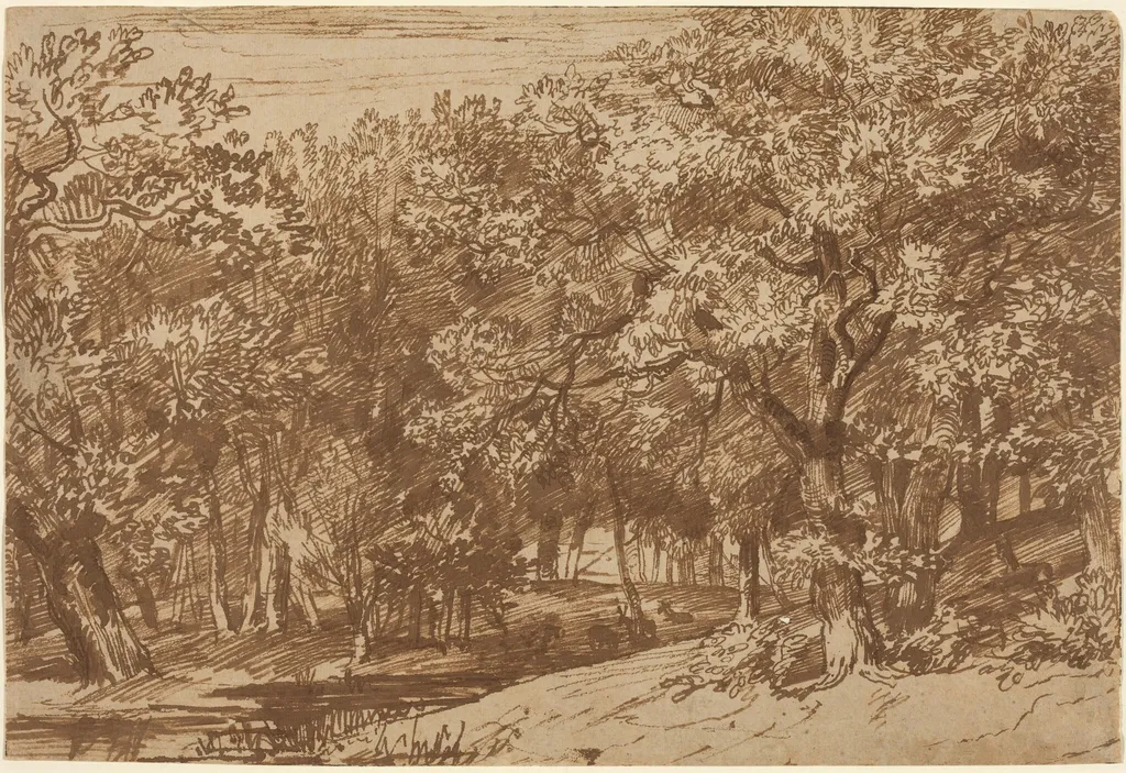 Deer Park, by Jan Lievens, ink, 1658