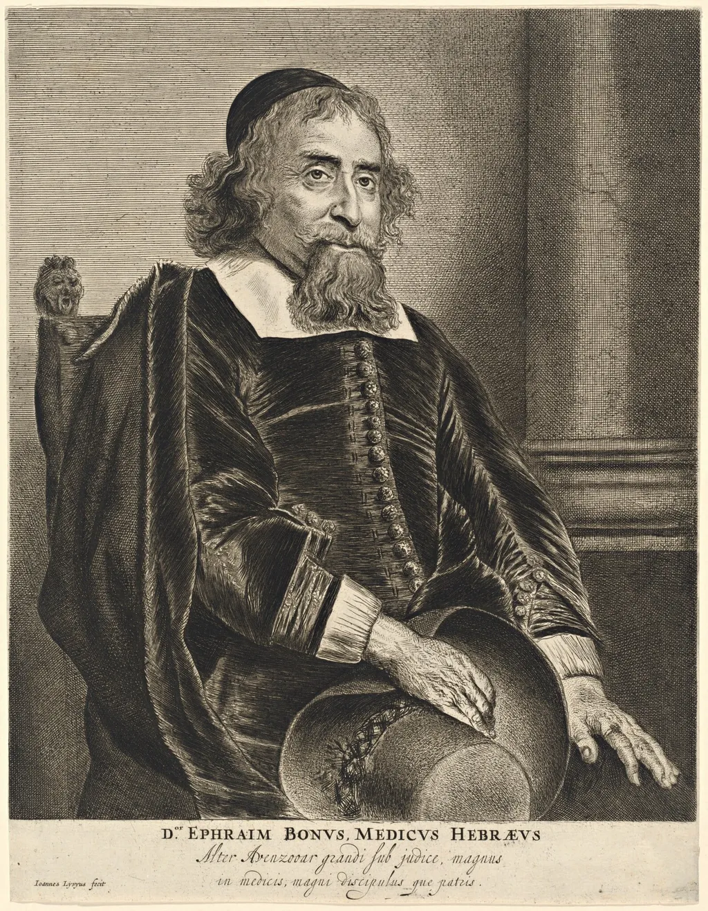 Ephraim Bonus, by Jan Lievens, ink, 1640