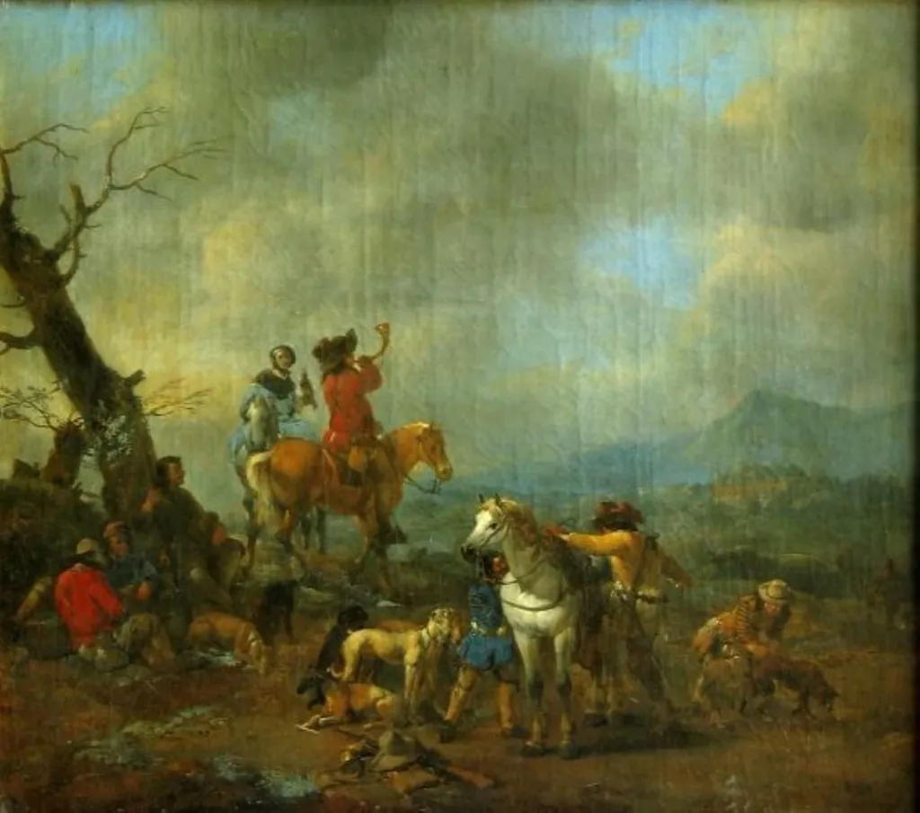 Plecare la vânătoare, by Jan Lingelbach, unspecified