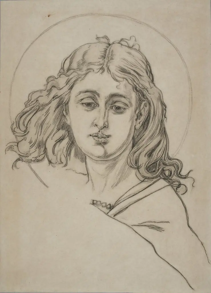 Carton for the polychrome from St Mary's Church - bust of an angel, by Jan Matejko