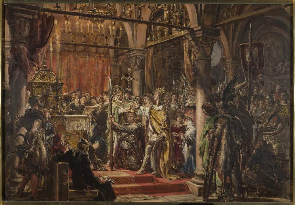 Coronation of the First King, 1001 AD, from the series “History of Civilization in Poland”, by Jan Matejko, oil