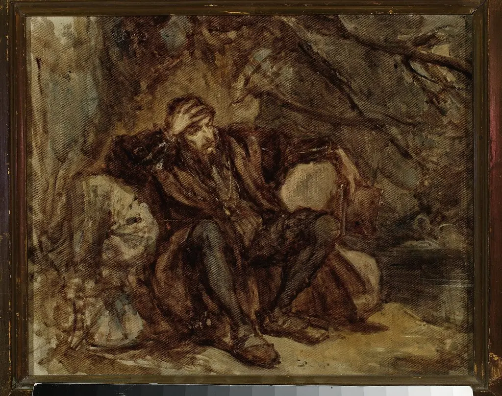 Sigismund Augustus in the Vilnius garden, sketch, by Jan Matejko