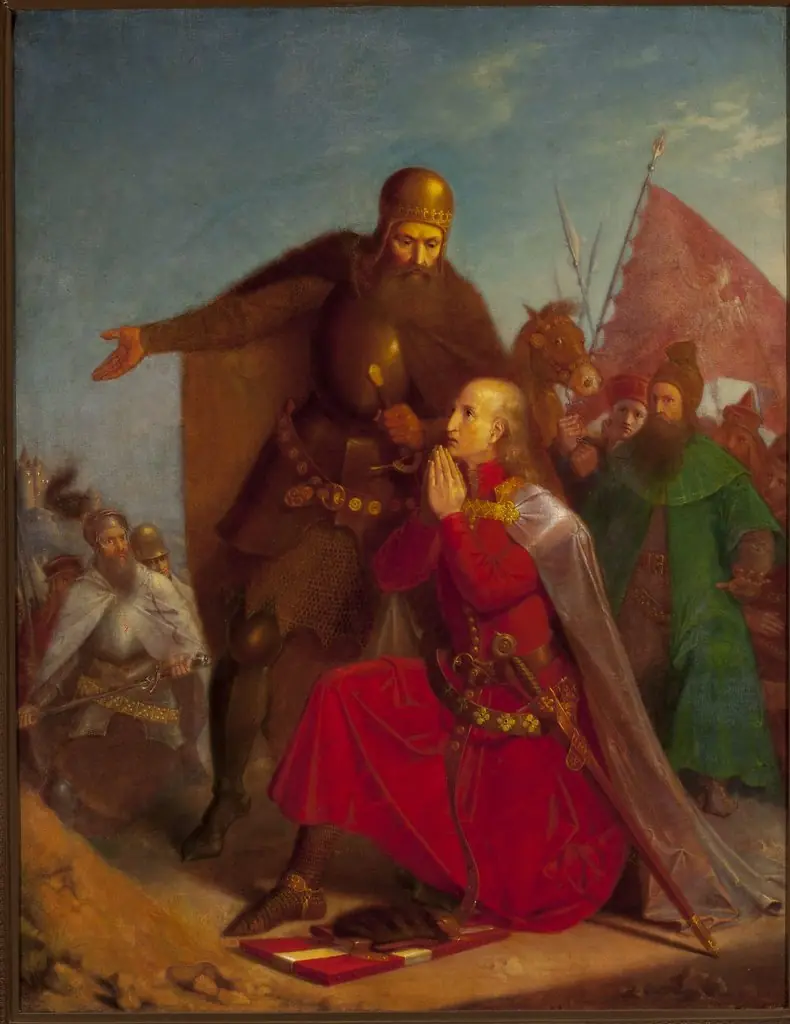 Władysław Jagiełło and Vytautas praying before the battle of Grunwald, by Jan Matejko