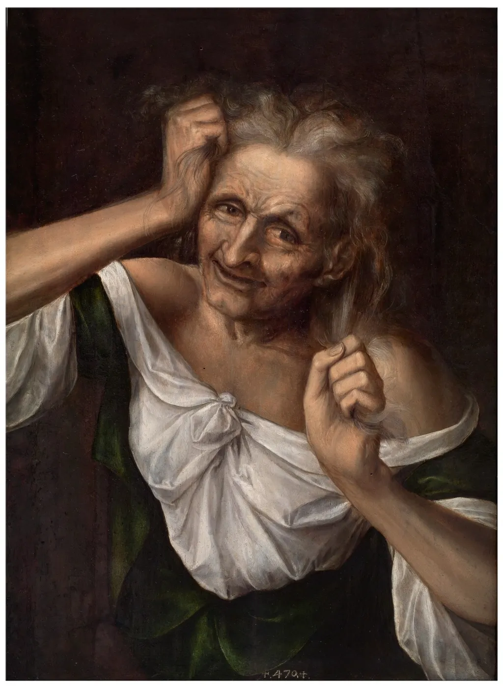 Old Woman tearing at her Hair, by Jan Matsys, oil, 1553
