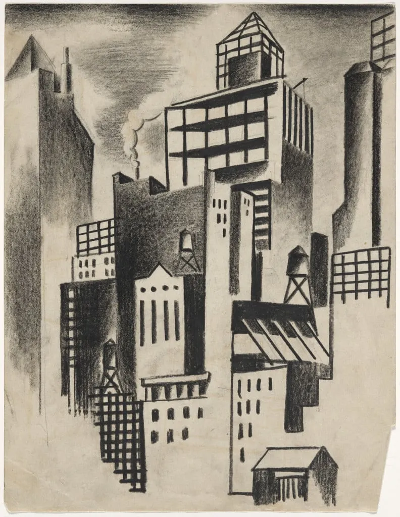 Untitled, by Jan Matulka, crayon, 1925
