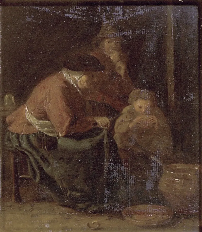 Interior with three Peasants, by Jan Miense Molenaer, oil