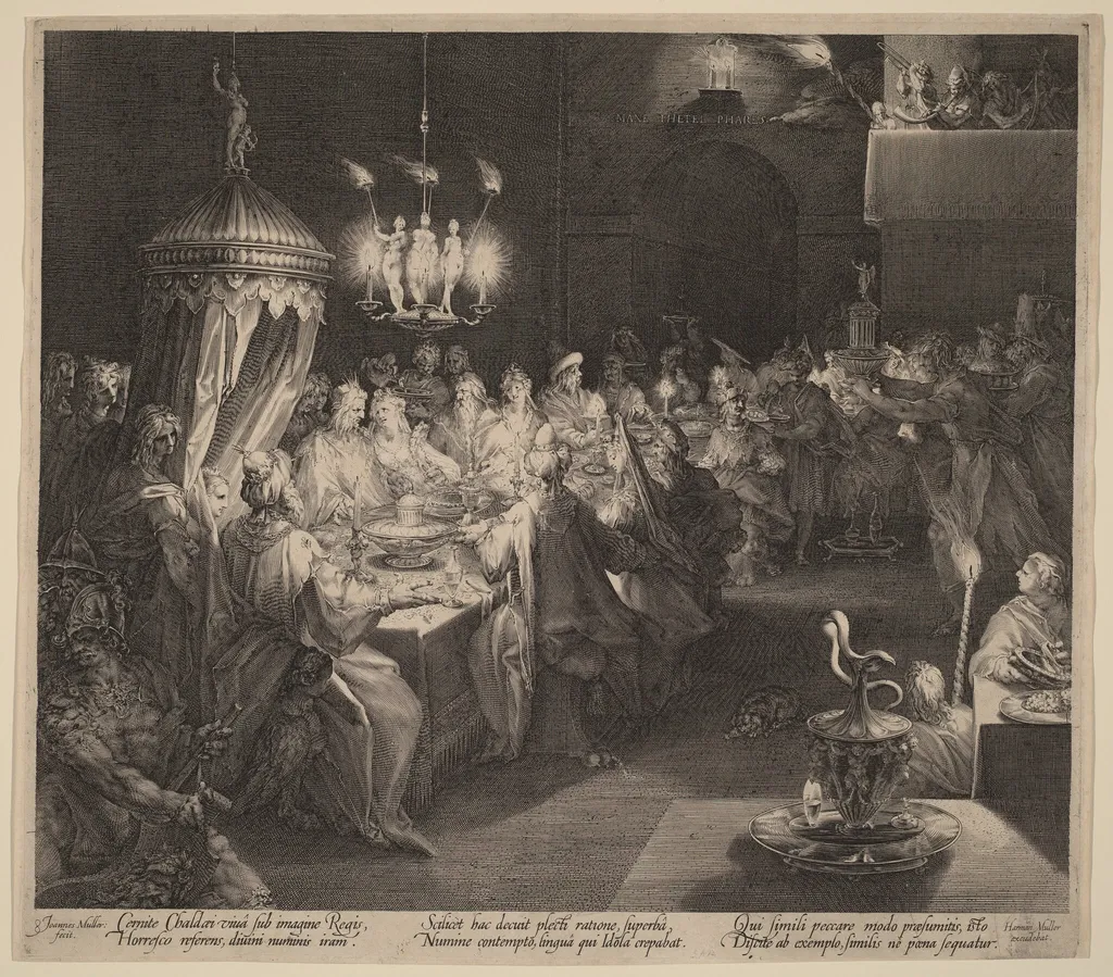Belshazzar's Feast, by Jan Muller, ink, 1598