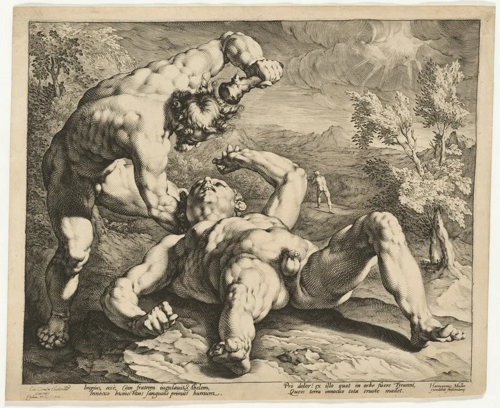 Cain Killing Abel, by Jan Muller, ink, 1589